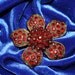 Stunning Ruby Red Rhinestone, Flower Pin / Brooch, Interesting LC mark on reverse