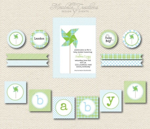 PRINTABLE PARTY COLLECTION -- Pinwheel Party Collection -- Mirabelle Creations Il_570xn