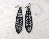 Dragonfly Lasercut Leather Earrings - Black - CurareSweets