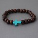 Dark Brown Bead Turquoise Sideways Cross Bracelet