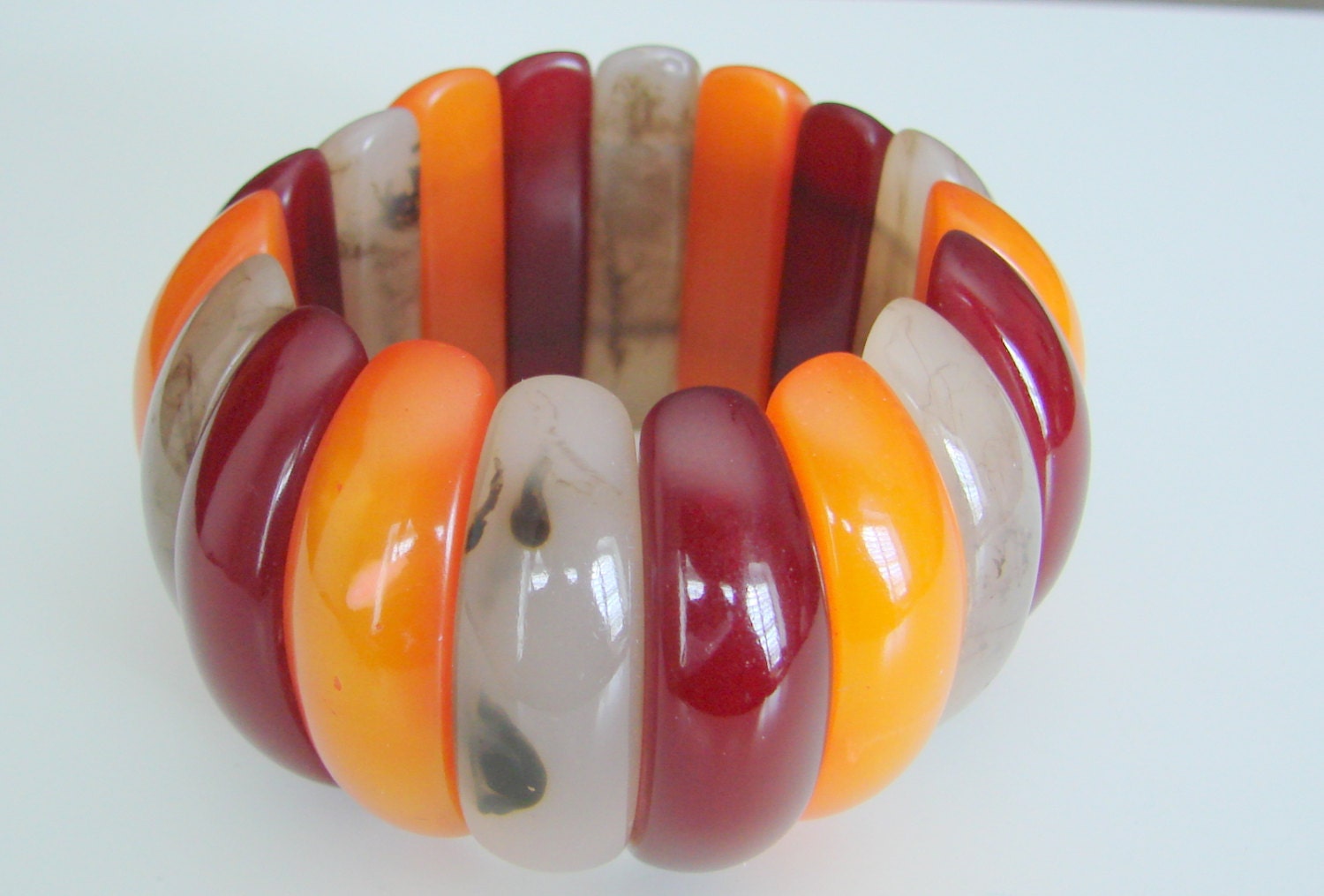 Wide Bold CHUNKY Vintage Lucite Bracelet (Rich Color)