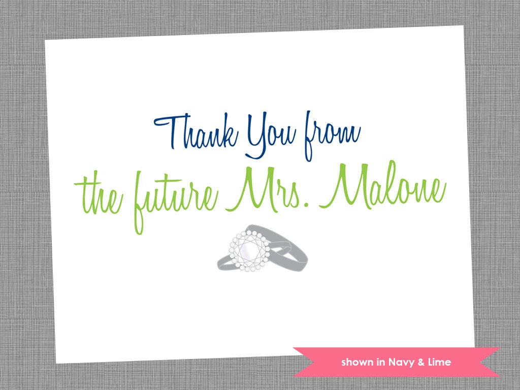 Bridal Shower Thank You Cards - Personalized Folded Note Cards - Colors and Text Customizable Il_570xn