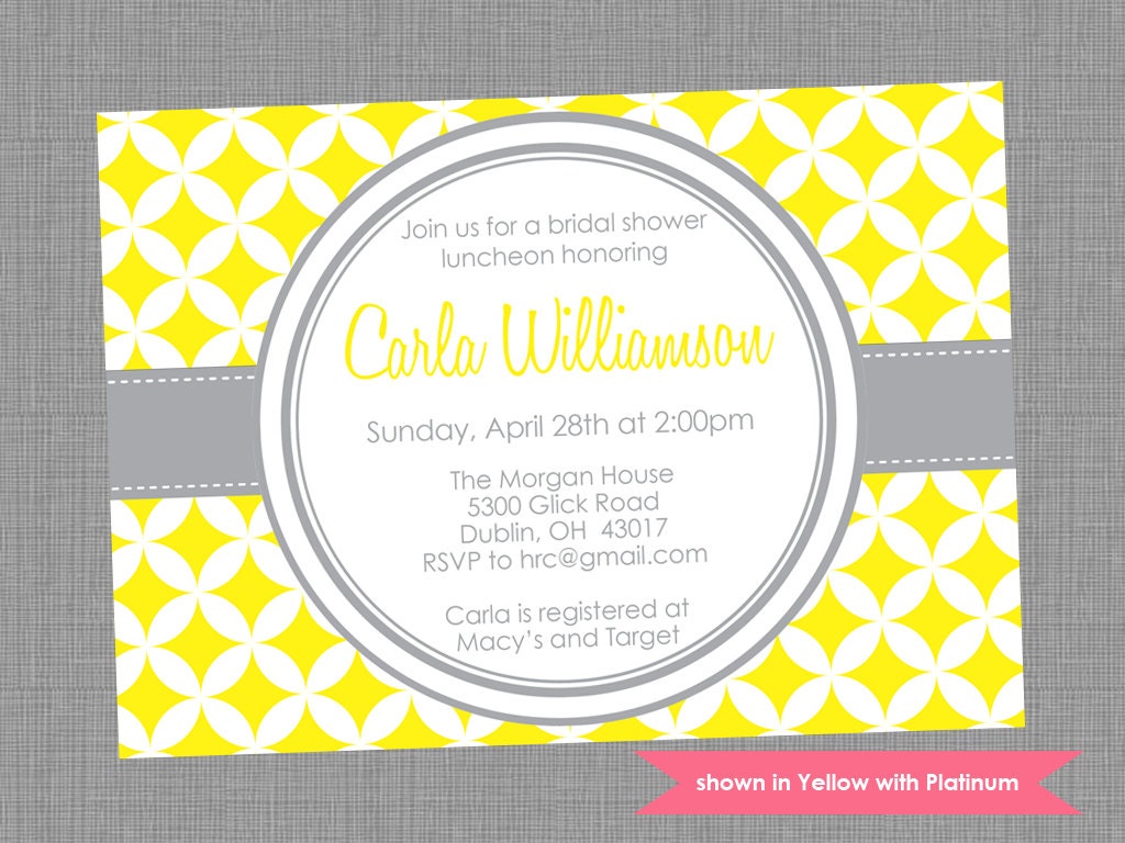 Bridal Shower Invitation - Printable Shower Themed Pixie Invite - Colors and Text Customizable Il_570xn