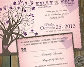 Fall wedding Invitation and rsvp with enchanting autumn tree, fall leaves, heart and carnival elements Il_170x135