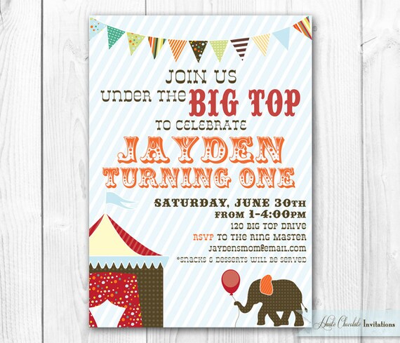 Printable - Personalized Circus or Carnival Birthday Party Invitation - Complete Coordinating Party Package Available Il_570xn
