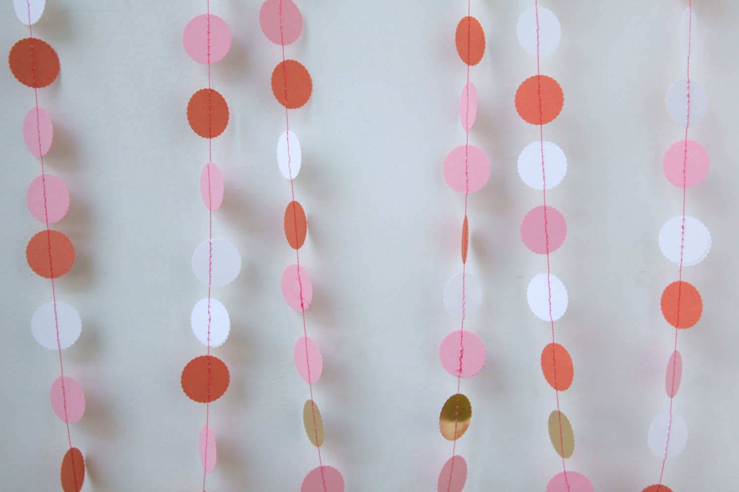 pink coral white gold dots garland - 10 FT - chiarabelle