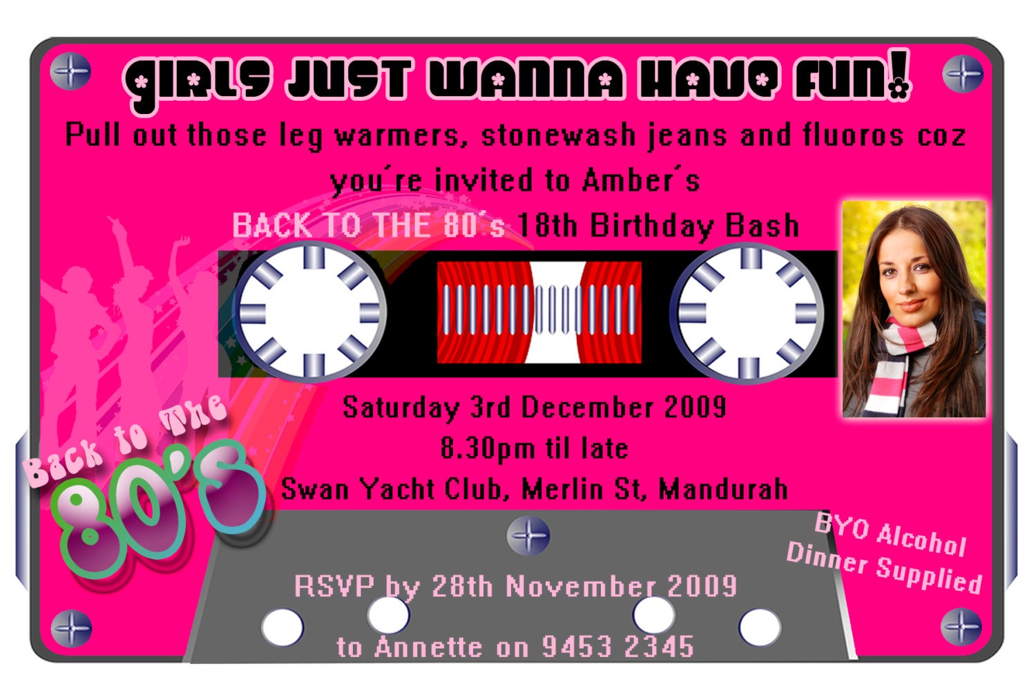 Personalised 80's Eighties Cassette Tape Birthday Invitations - You Print Il_570xn