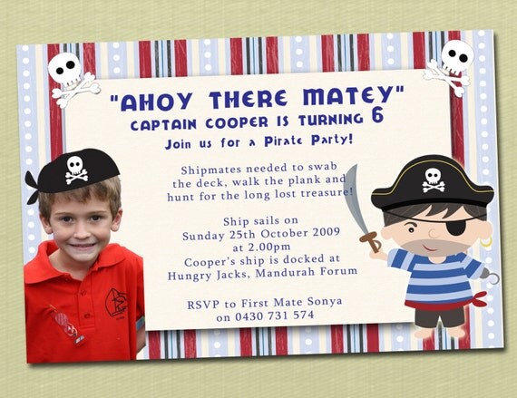 Pirate Birthday Invitations with Photo - You Print Il_570xn