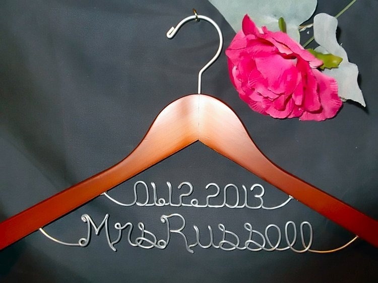 Wedding Hanger, Deluxe Two line hanger, Custom Bridal Hanger, Brides Hanger, Bride, Name Hanger, Personalized Bridal Gift
