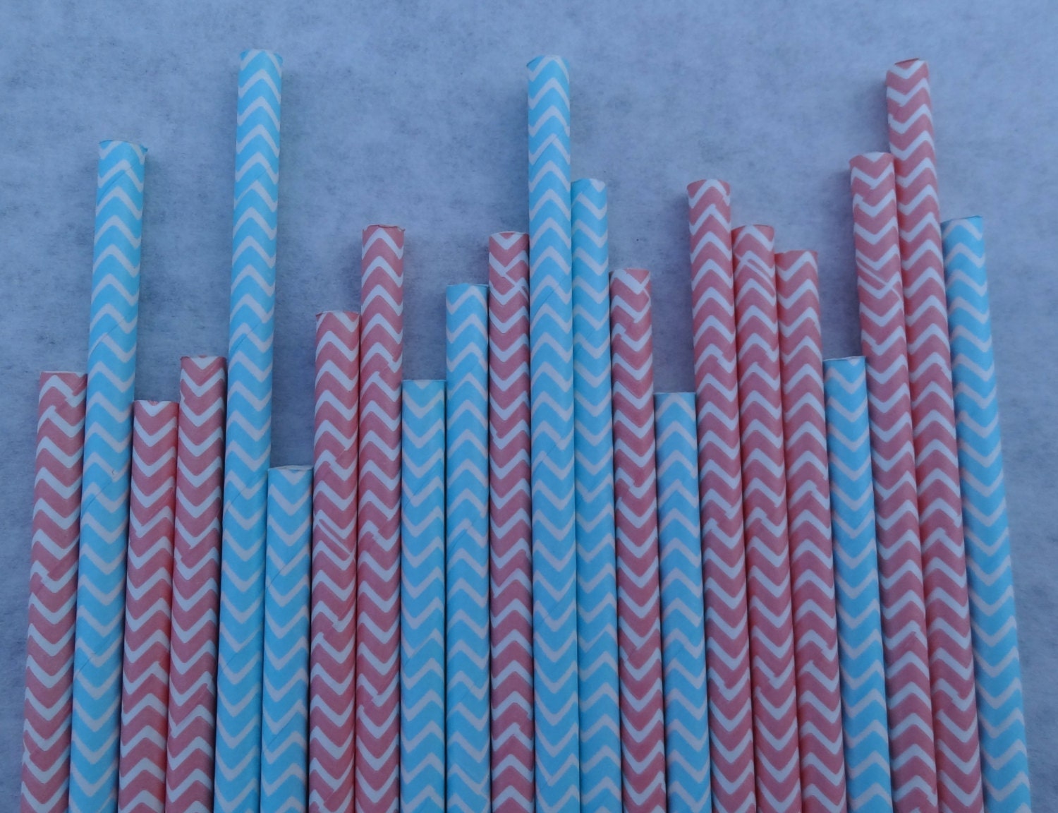 Gender Reveal Chevron Paper Straws, Light Pink and Light Blue, 50 Pack, Baby Pink, Baby Blue Shower Chevrons Il_570xn
