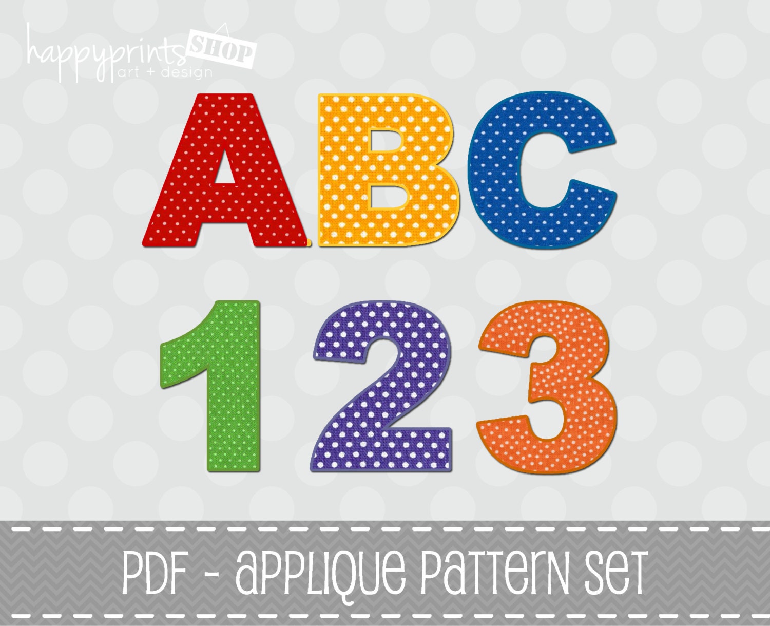 Applique Template - ABC 123 Applique Patterns Set - Complete Alphabet, Numbers & Symbols - PDF File - Commercial Use - INSTANT Download - happyprintsshop
