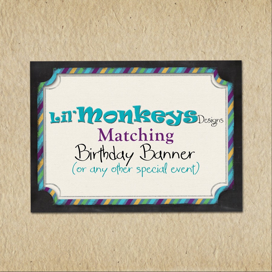 Custom Birthday Banner - Any Event - Bunting - Digital, Printable designs, Matching any design in my shop - Il_170x135