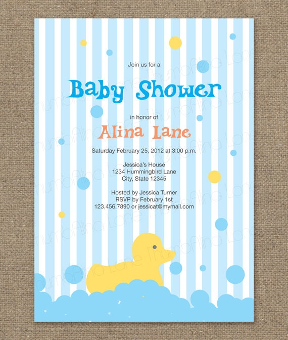 Rubber Ducky Printable Baby Shower Invitation - Color Options ...