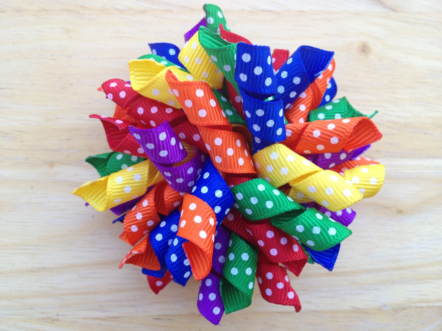 Rainbow Polka Dot Korker Hair Bow Korker Bow Baby Hair Bow