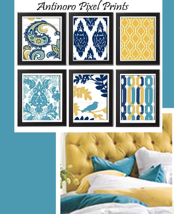 Digital Print Wall Art Yellow turquoise by antinoropixelprints