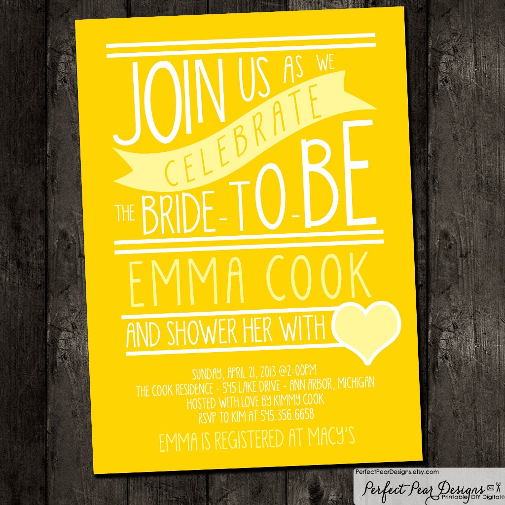 Bridal Shower Invitation Hand Written Poster By Perfectpeardesigns