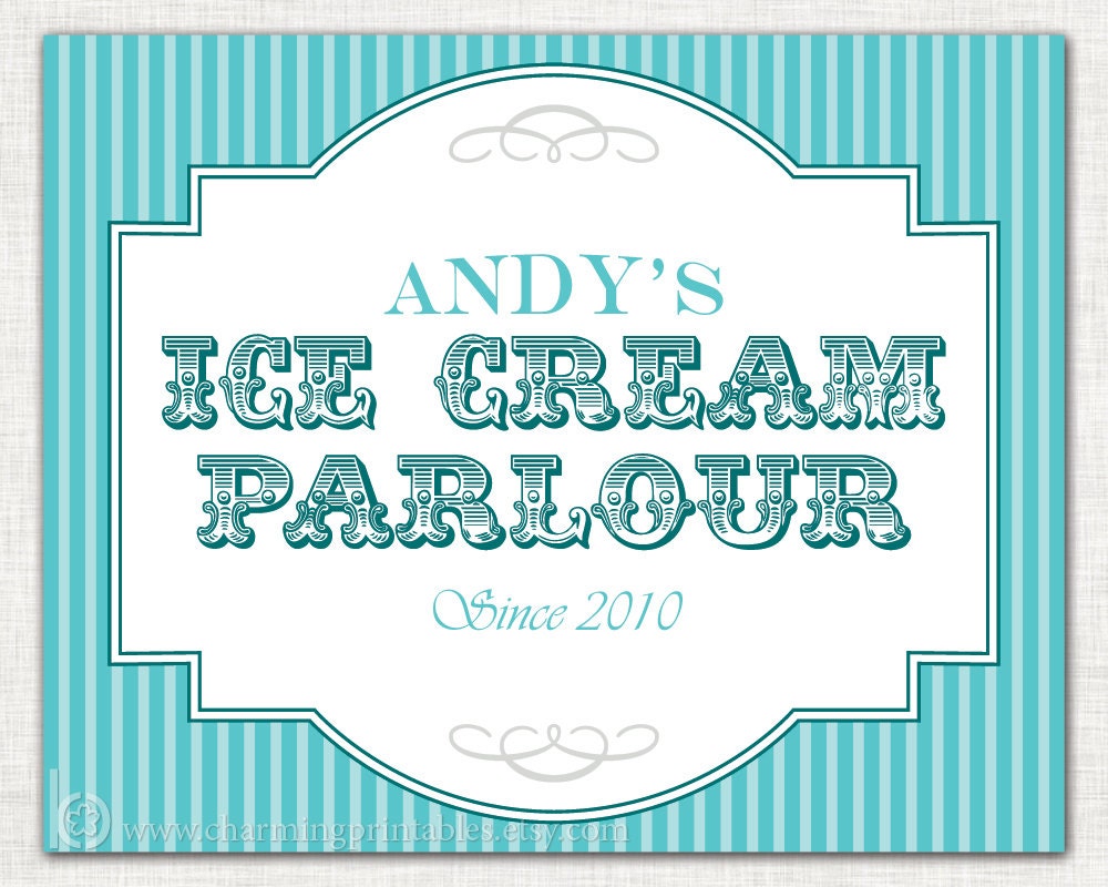 Buffet Sign - Custom Colors - PRINTABLE - Custom Candy (Popcorn, Snack, Ice Cream, Cookie...) Buffet Sign - Vintage Stripe Collection Il_570xn