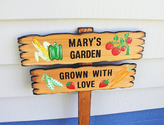 CUSTOM rustic   hand signs garden custom Sign painted Vegetables, GARDEN Rustic,  routed, SIGN, Name