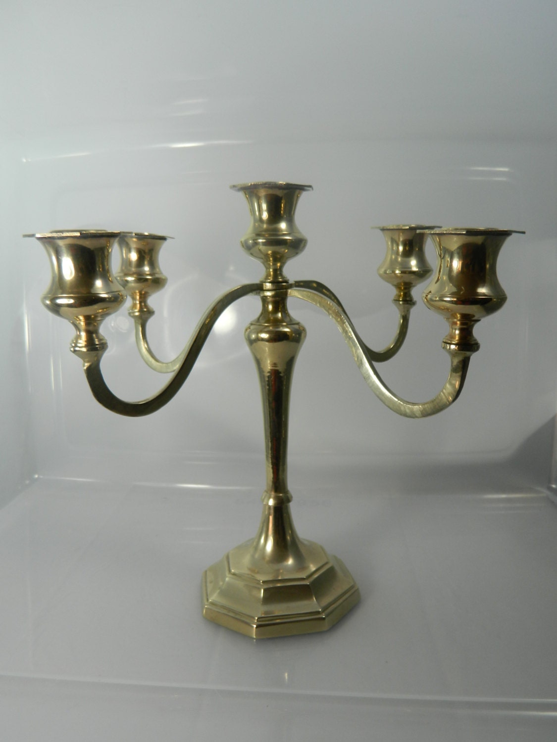 Vintage Brass Candelabra 5 Light Brass Candle by 3sisterssmalls