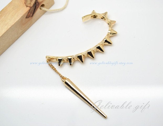 Arrow Ear cuff earrings, Antique golden arrow  tassels ear cuff earring,no piercing 1 pcs EAR03