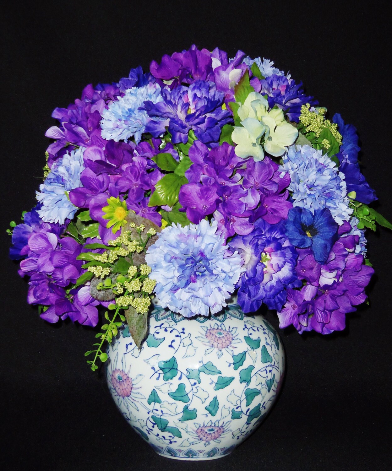 Silk Flower Arrangement Blue with Lavender by BeautyEverlasting