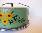 Vintage Green Cake Carrier - Hand Painted - ArtistryInteriors