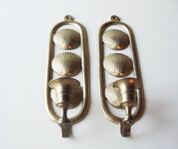 Brass Wall Sconce Brass shell Beach Decor by TrellisWeddingware