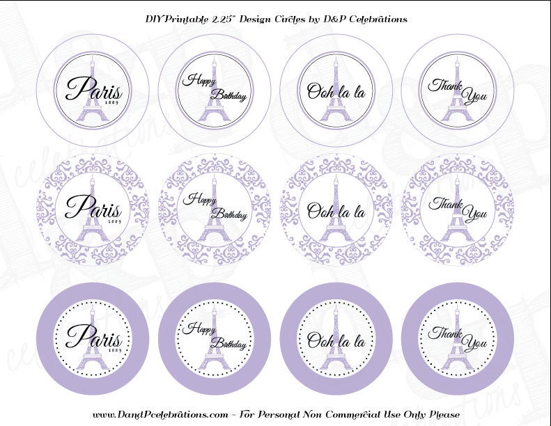 DIY Printable Paris Design Circles Lavender INSTANT DOWNLOAD Il_170x135