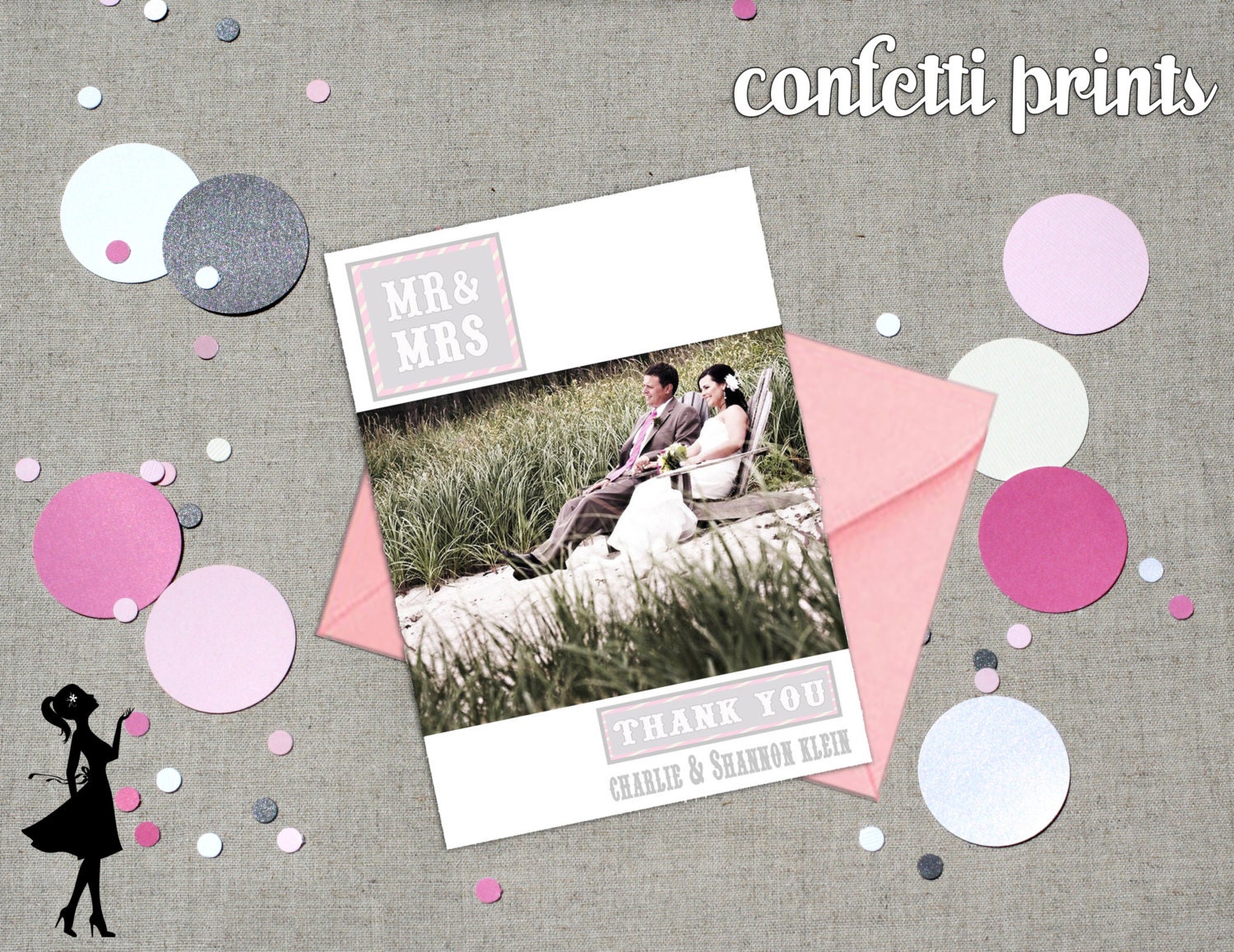 Wedding Thank You Card / Photo Card - MR AND MRS Printable Il_570xn