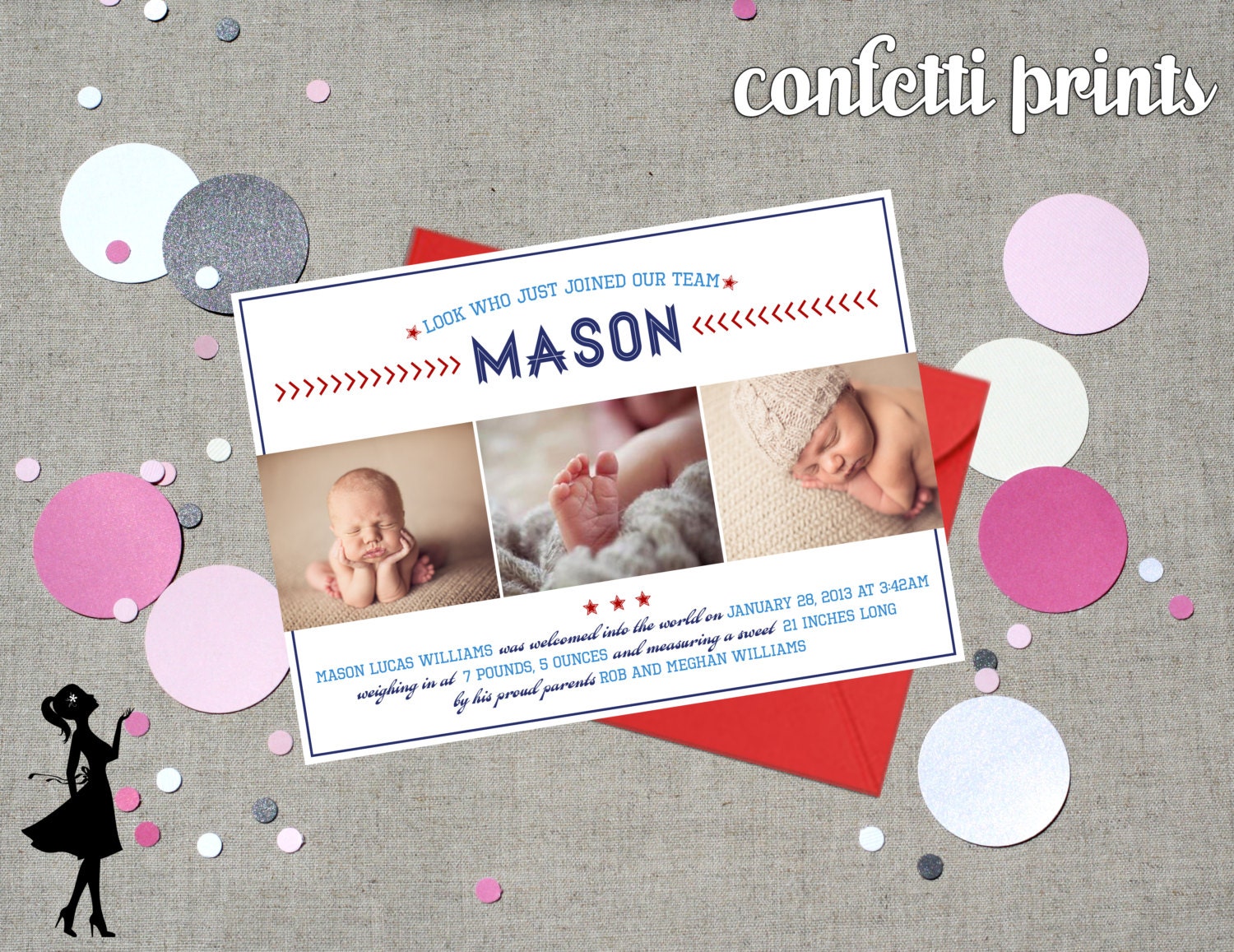 Photo Birth Announcement - JOINED THE TEAM Printable Il_570xn
