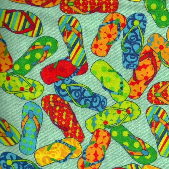 Flip Flops Flannel fabric by the yard 100% Cotton by FlannelLand