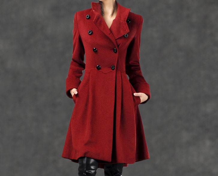 red coat winter coats for women 100% cashmere  jacket