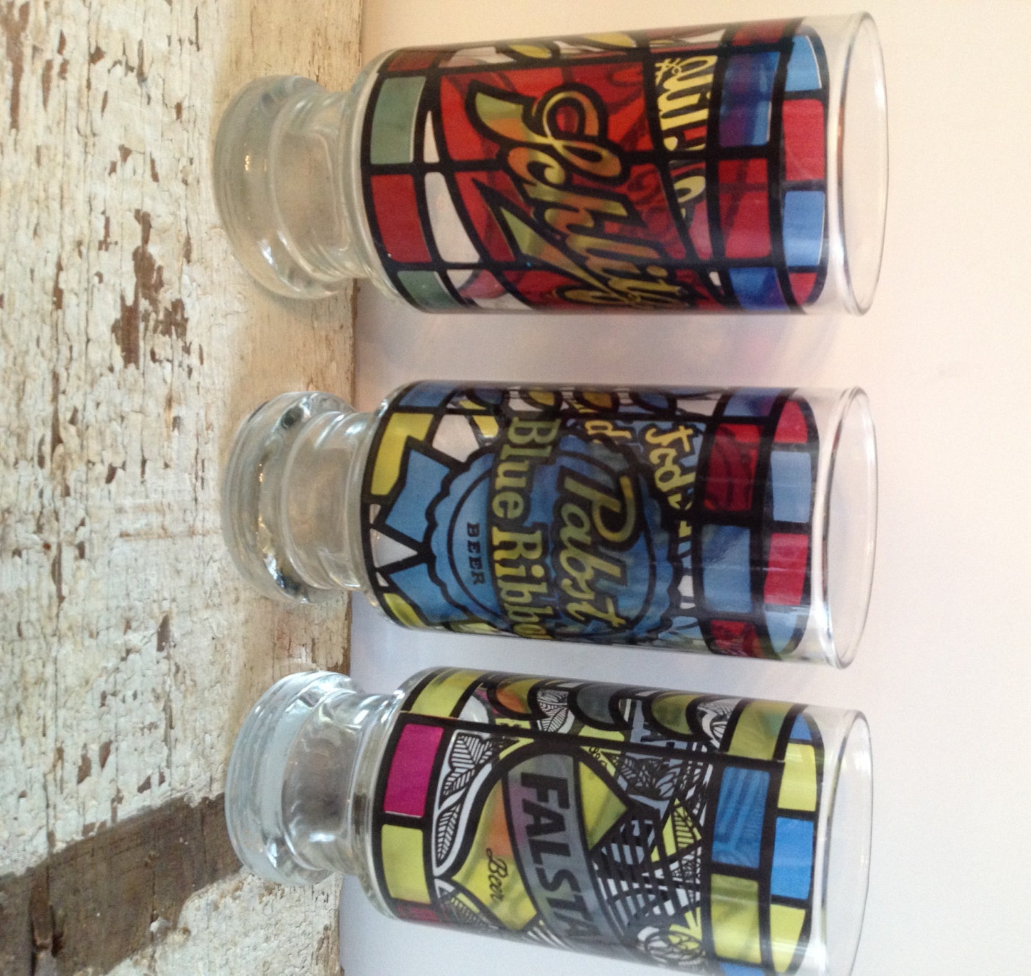 Set of 3 Retro Beer Glasses