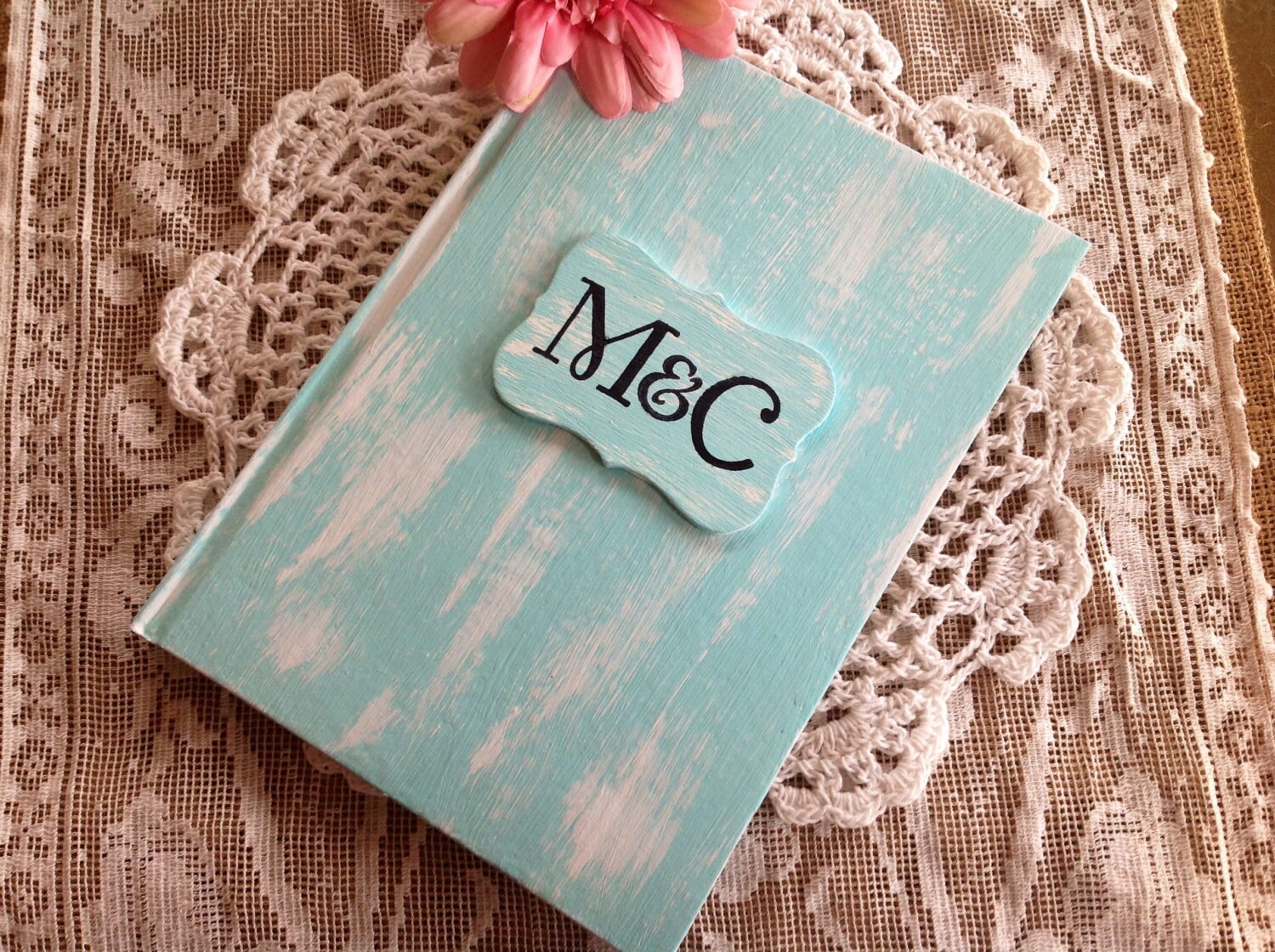 Rustic Wedding Guest Book,Tiffany Blue Wedding.