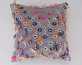HANDWOVEN Traditional Turkish Kilim Pillow Cover 16" X 16",Tribal Pillow,Vintage Kilim Pillow, Kilim Shaggy (Tulu) Pillow