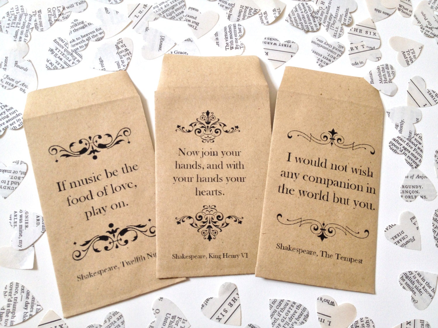 Shakespeare Book Confetti for Vintage Wedding
