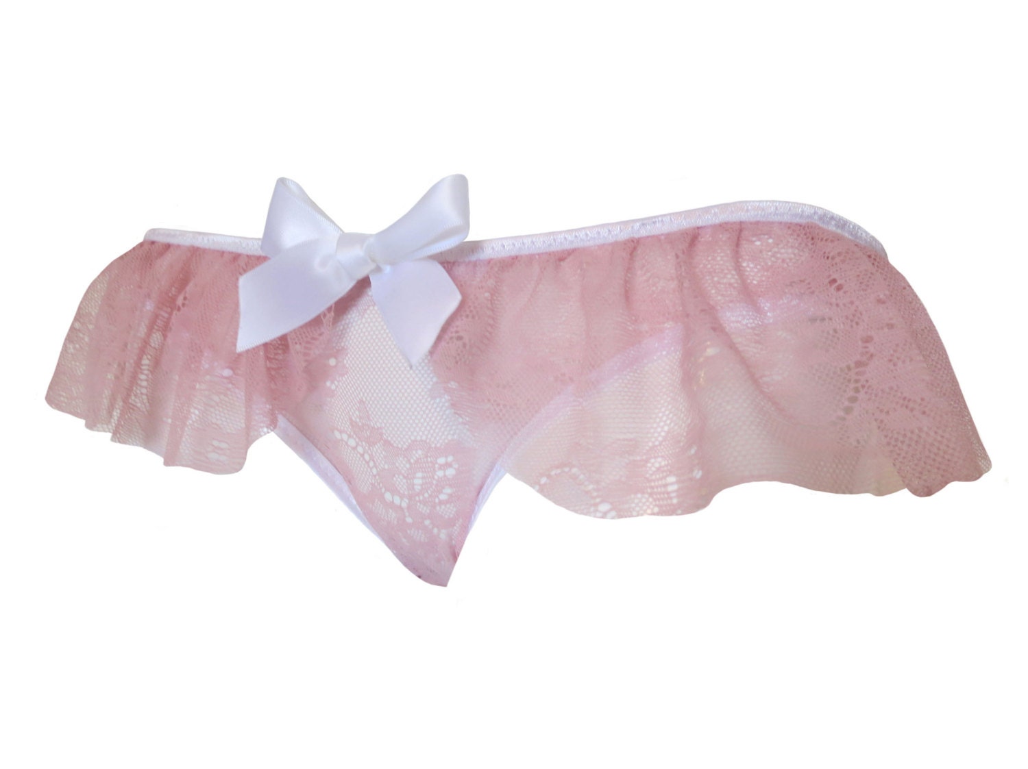 Pink lace panties with white satin bows and tutu by ArabelLingerie