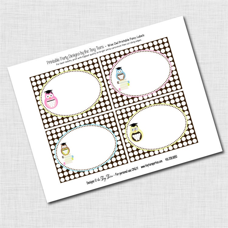 Wise Owl Graduation Printable Fancy Labels : Printable Party Designs by The Tiny Tiara Il_570xn