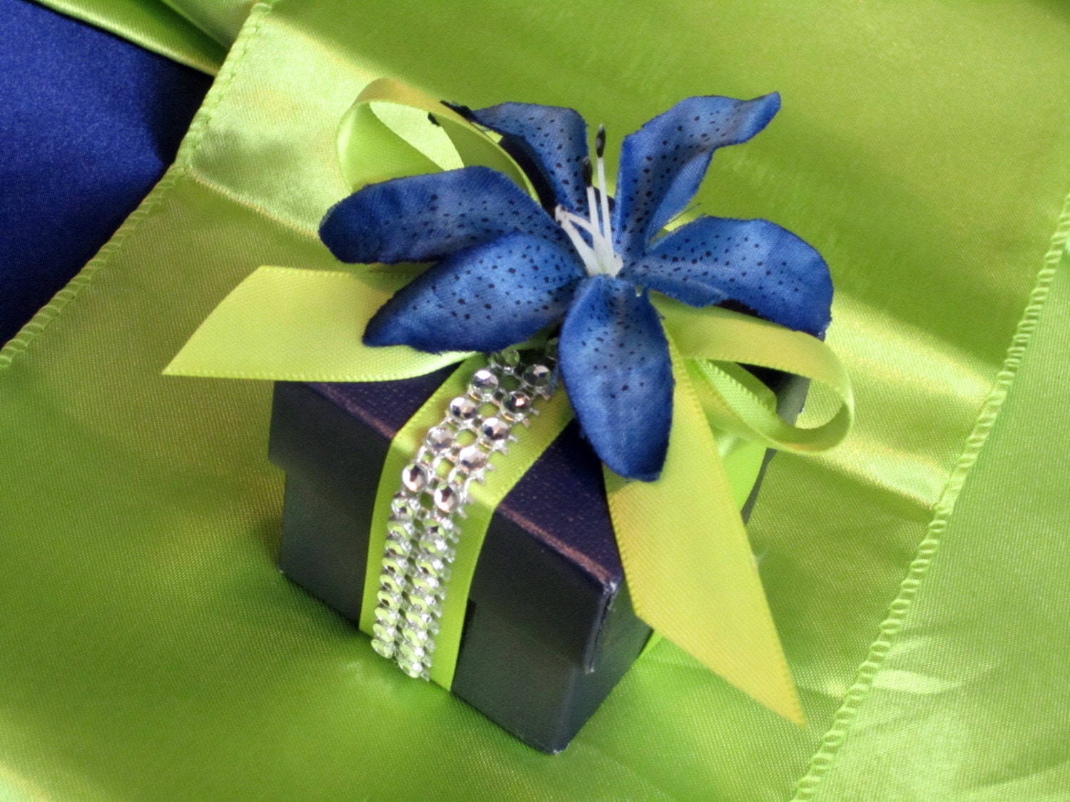 Lime Green and Royal Blue Bridal Wedding Favor Box