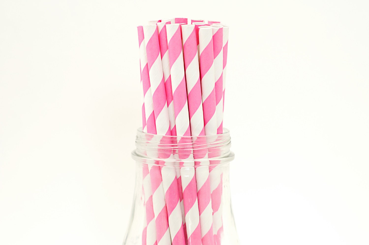 25 Princess Pink Paper Straws Stripe Retro Vintage Style Carnival Circus Wedding Birthday Bridal Baby Shower W/ Printable Flags Il_570xn