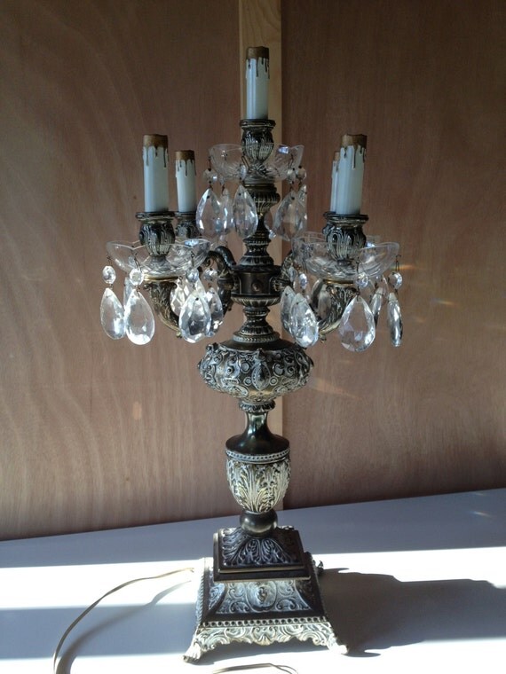 Items similar to Vintage Five Light Candelabra Table Lamp on Etsy