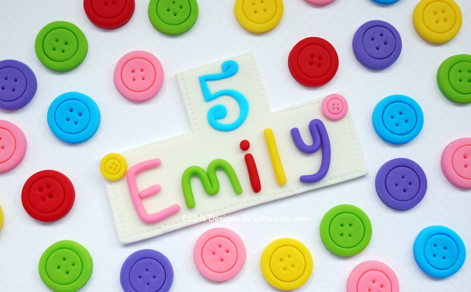 Edible Fondant Lalaloopsy Inspired Cake Topper - Fondant Buttons with Name Banner Il_570xn