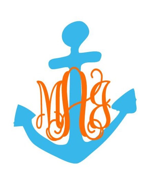 Anchor and Vines Monogram Decal 5 Sticker by DecalInnovations