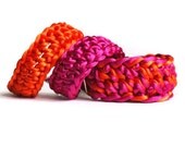 NEON pink & orange bracelet SET - 3 bracelets one PRICE - crochet bracelet  - trendy - bangle bracelet - wide bracelet - fashion jewelry - kaktusia