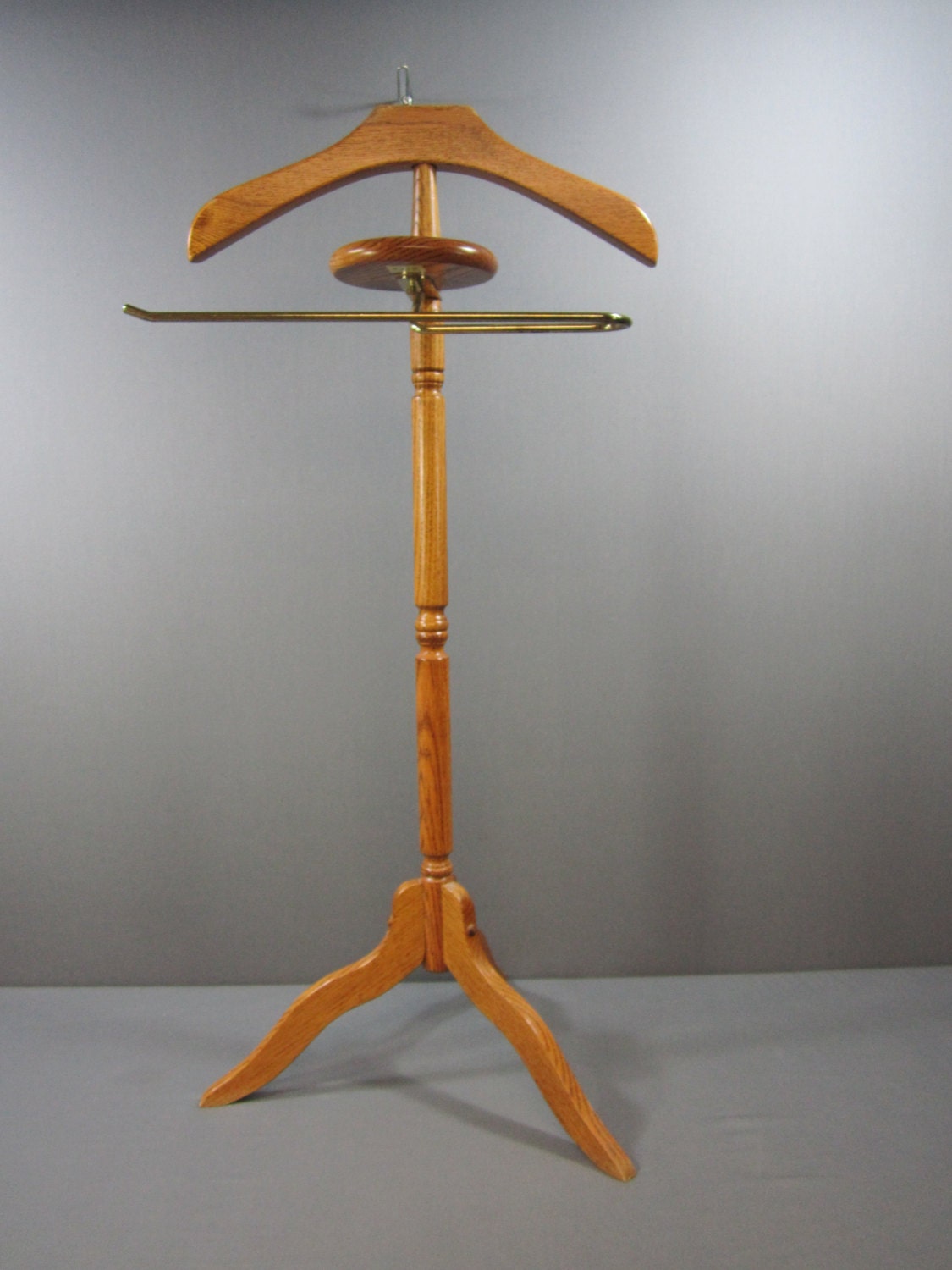 Vintage Wooden Oak Valet Stand Pant Hanger by DiverseCollectibles