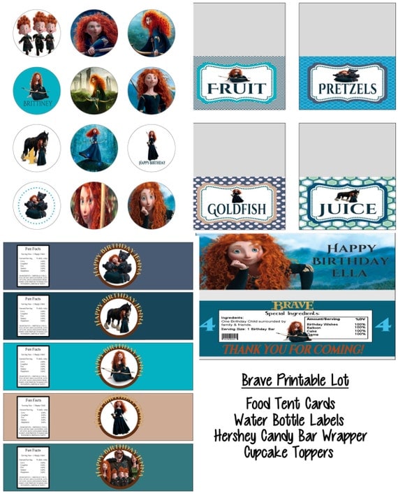 Disney Pixar Brave Merida Birthday Party Printable Lot Favors and More Disney Pixar Brave Merida Birthday Party Printable Lot Favors and More