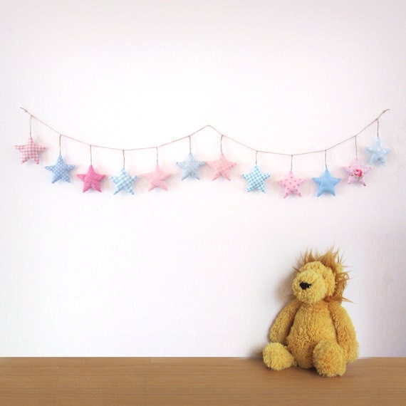 Handmade Padded Star Fabric Garland - customized colours Il_570xn