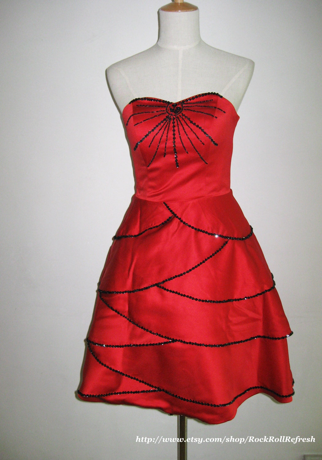 Sweetheart  Red Black Christmas Party Dress- US SIZE 6- only 1 piece