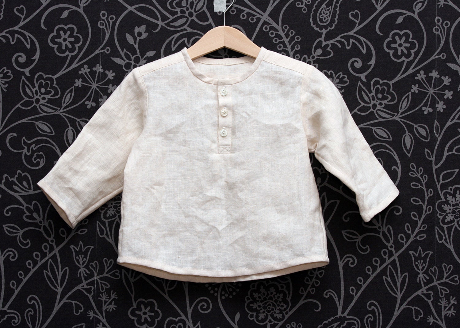 Natural linen boys shirt, wedding shirt, Eco friendly, Boho top in beige color // size US 1-6 (EU 80-116) - ZanziBach