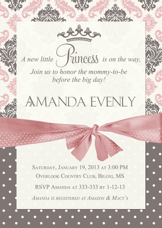 Damask Princess Baby Shower Invitation By Partypopinvites On Etsy